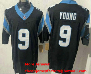 Men's Carolina Panthers #9 Bryce Young Limited Black FUSE Vapor Jersey