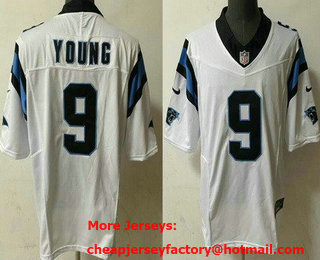 Men's Carolina Panthers #9 Bryce Young Limited White FUSE Vapor Jersey