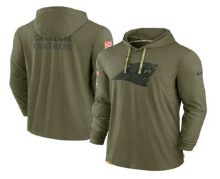 Men's Carolina Panthers 2022 Olive Salute to Service Tonal Pullover Hoodie