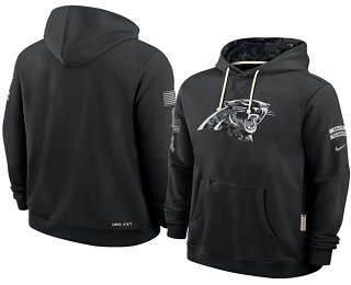 Men's Carolina Panthers Black 2026 Salute to Service Sideline Pullover Hoodie