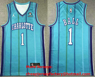 Men's Charlotte Hornets #1 Lamelo Ball Blue Classic Icon Sponsor Swingman Jersey