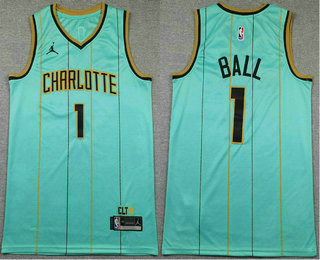 Men's Charlotte Hornets #1 Lamelo Ball Aqua 2024 City Swingman Jersey