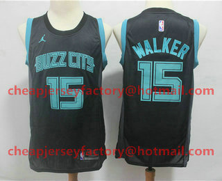Men's Charlotte Hornets #15 Kemba Walker Black Nike 2019 New Season Swingman City Edition Jersey