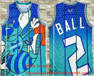 Men's Charlotte Hornets #2 Lamelo Ball Green City Laser Printing Jersey