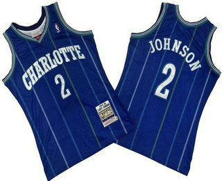 Men's Charlotte Hornets #2 Larry Johnson Purple 1994 Throwback Swingman Jersey