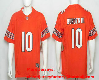 Men's Chicago Bears #10 Luther Burden III Limited Orange FUSE Vapor Jersey