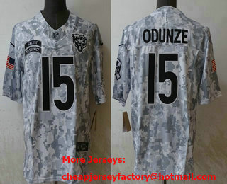 Men's Chicago Bears #15 Rome Odunze Arctic Camo 2024 FUSE Salute to Service Limited Stitched Jersey