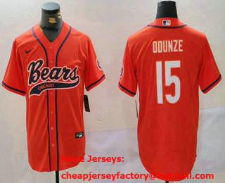 Men's Chicago Bears #15 Rome Odunze Orange With Patch Cool Base Stitched Baseball Jersey