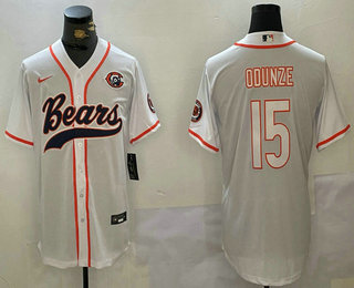 Men's Chicago Bears #15 Rome Odunze White Bear Logo Cool Base Stitched Baseball Jersey