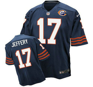 Men's Chicago Bears #17 Alshon Jeffery Navy Blue Throwback Alternate Nike Elite Jersey