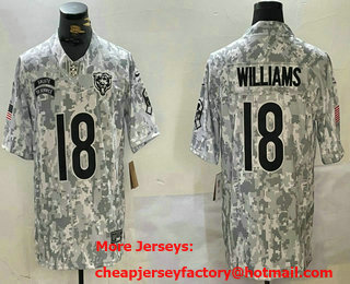 Men's Chicago Bears #18 Caleb Williams Arctic Camo 2024 FUSE Salute to Service Limited Stitched Jersey