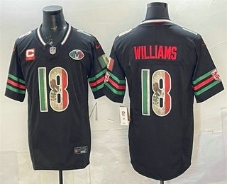 Men's Chicago Bears #18 Caleb Williams Black Mexico FUSE VMH Patch Throwback Stitched Jersey