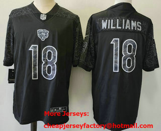 Men's Chicago Bears #18 Caleb Williams Black Reflective Limited Stitched Football Jersey