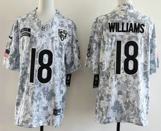 Men's Chicago Bears #18 Caleb Williams Limited Arctic Camo 2024 Salute to Service Jersey