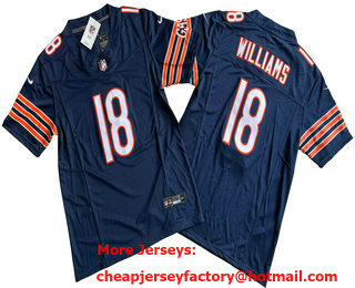 Men's Chicago Bears #18 Caleb Williams Limited Navy FUSE Vapor Jersey