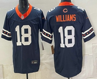 Men's Chicago Bears #18 Caleb Williams Navy Alternate Vapor FUSE Stitched Limited Jersey
