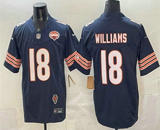 Men's Chicago Bears #18 Caleb Williams Navy FUSE 2025 NFC North Champions Illinois Patch Stitched Jersey