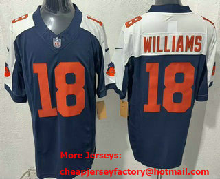 Men's Chicago Bears #18 Caleb Williams Navy Orange Name Thanksgiving FUSE Vapor Limited Jersey