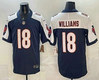 Men's Chicago Bears #18 Caleb Williams Navy Thanksgiving FUSE Vapor Limited Jersey