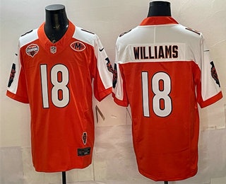 Men's Chicago Bears #18 Caleb Williams Orange Thanksgiving FUSE North Division Champions Patch Vapor Limited Jersey