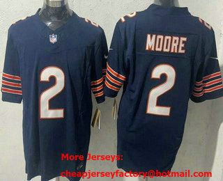 Men's Chicago Bears #2 DJ Moore Limited Navy FUSE Vapor Jersey