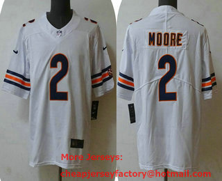 Men's Chicago Bears #2 DJ Moore White 2023 Vapor Untouchable Stitched Nike Limited Jersey