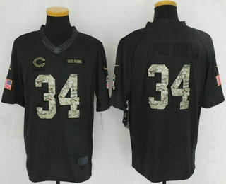Men's Chicago Bears #34 Walter Payton Black Anthracite 2016 Salute to Service Stitched NFL Nike Limited Jersey