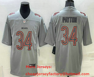 Men's Chicago Bears #34 Walter Payton Grey Atmosphere Fashion 2022 Vapor Untouchable Stitched Limited Jersey
