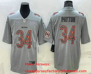 Men's Chicago Bears #34 Walter Payton LOGO Grey Atmosphere Fashion 2022 Vapor Untouchable Stitched Limited Jersey