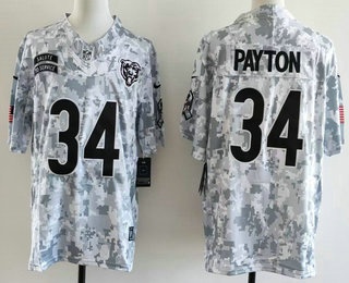 Men's Chicago Bears #34 Walter Payton Limited Arctic Camo 2024 Salute to Service Jersey