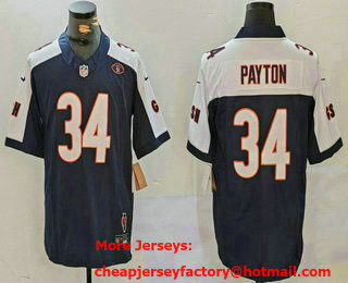 Men's Chicago Bears #34 Walter Payton Limited Navy Thanksgiving Fashion FUSE Jersey