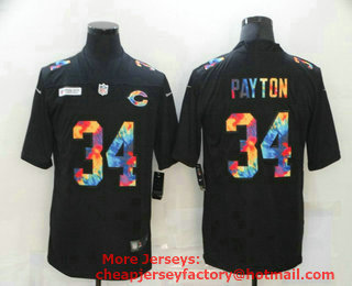 Men's Chicago Bears #34 Walter Payton Multi-Color Black 2020 NFL Crucial Catch Vapor Untouchable Nike Limited Jersey