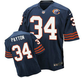 Men's Chicago Bears #34 Walter Payton Navy Blue Throwback Alternate Nike Elite Jersey