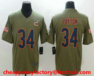 Men's Chicago Bears #34 Walter Payton Olive 2017 Salute To Service Stitched NFL Nike Limited Jersey