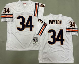 Men's Chicago Bears #34 Walter Payton White 1985 Throwback Jersey