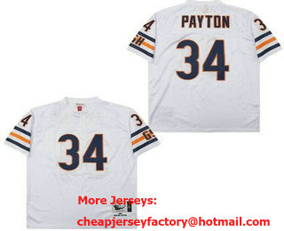 Men's Chicago Bears #34 Walter Payton White 1985 Throwback Mesh Jersey