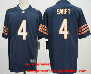 Men's Chicago Bears #4 DAndre Swift Limited Navy Vapor Jersey