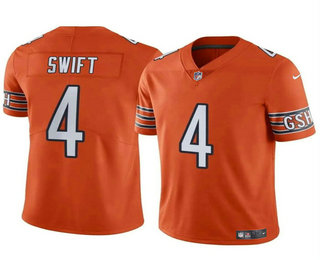 Men's Chicago Bears #4 DAndre Swift Orange Vapor Stitched Jersey