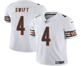 Men's Chicago Bears #4 DAndre Swift White Vapor Stitched Jersey