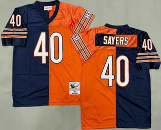 Men's Chicago Bears #40 Gale Sayers Navy Orange Split Throwback Jersey