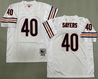 Men's Chicago Bears #40 Gale Sayers White Throwback Jersey