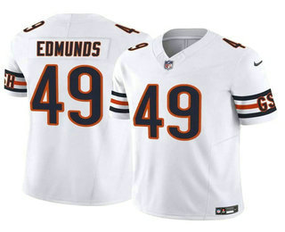 Men's Chicago Bears #49 Tremaine Edmunds White 2023 FUSE Vapor Football Stitched Jersey