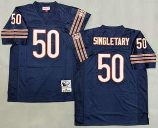 Men's Chicago Bears #50 Mike Singletary Navy 1985 Throwback Jersey