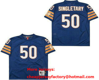 Men's Chicago Bears #50 Mike Singletary Navy 1985 Throwback Mesh Jersey