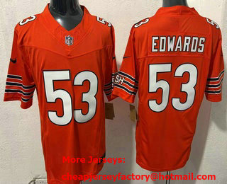 Men's Chicago Bears #53 TJ Edwards Limited Orange FUSE Vapor Jersey