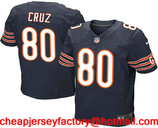 Men's Chicago Bears #80 Victor Cruz Navy Blue Team Color Stitched NFL Nike Elite Jersey