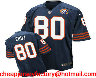 Men's Chicago Bears #80 Victor Cruz Navy Blue Throwback NFL Nike Elite Jersey