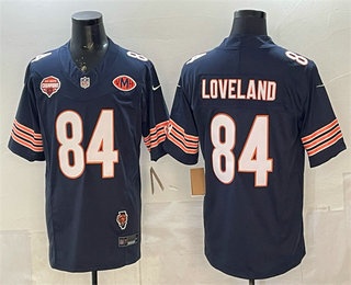 Men's Chicago Bears #84 Colston Loveland Navy FUSE North Division Champions Patch Vapor Limited Jersey