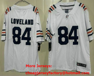 Men's Chicago Bears #84 Colston Loveland White Vapor Stitched Nike Alternate Classic Limited Jersey