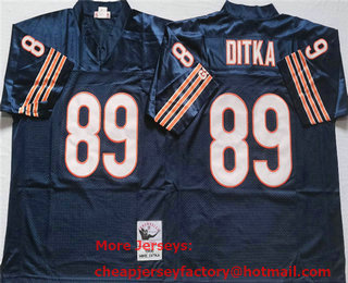 Men's Chicago Bears #89 Mike Ditka Navy Blue Throwback Stitched Jersey